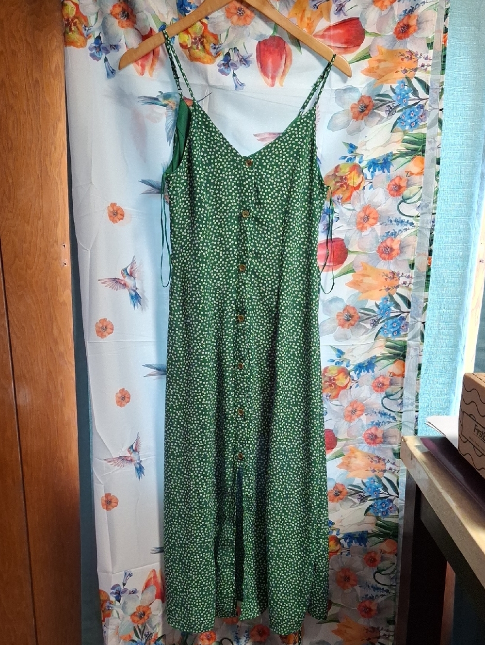 Sienna Sky Green Floral Button-Front Maxi Dress Size Xs